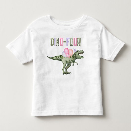 Meisje Dino-Vier Feest Shirt (Voorkant)