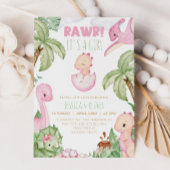 Meisje DINOSAUR Baby shower Invitation, Roze Dino Kaart