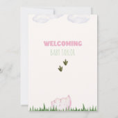 Meisje DINOSAUR Baby shower Invitation, Roze Dino Kaart (Achterkant)