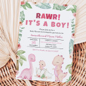 Meisje Dinosaur Baby Shower Kaart