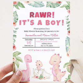 Meisje Dinosaur Baby Shower Kaart