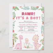 Meisje Dinosaur Baby Shower Kaart (Voorkant)