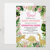 Meisje Dinosaur Baby Shower Uitnodiging (Voorkant / Achterkant)