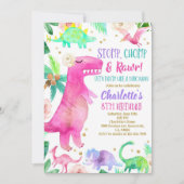 Meisje Dinosaur Uitnodiging Dino Verjaardagsfeest (Voorkant)