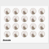 Meisje Dinosaur Verjaardag Ronde Sticker (Vel)