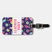 Meisje Dinosaurs en Donuts Bagagelabel (Voorkant horizontaal)