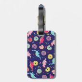 Meisje Dinosaurs en Donuts Bagagelabel (Achterkant verticaal)