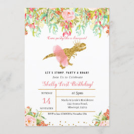 MEISJE DINOSAURUS 1e VERJAARDAG uitnodiging