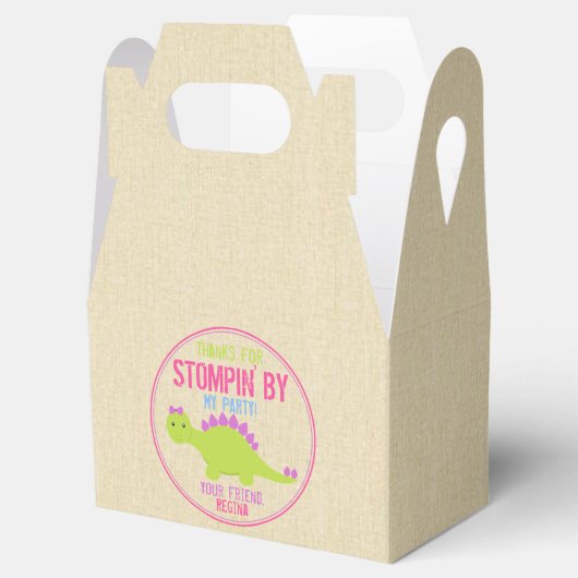 Meisje Dinosaurus Favor Boxes Roze Dinosaurus Favo Bedankdoosjes (Geopend)