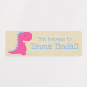 Meisje Dinosaurus School Labels (Design 1)