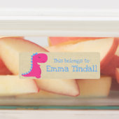 Meisje Dinosaurus School Labels (Aangebracht)