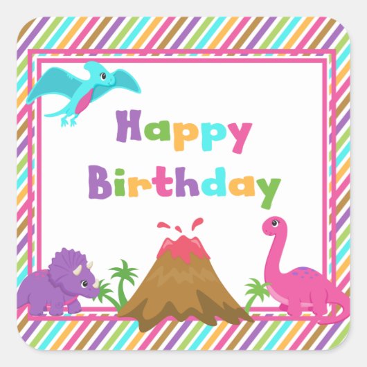 Meisje Dinosaurus Stickers (Voorkant)