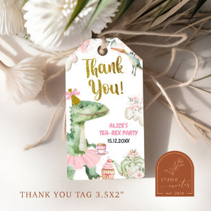 Meisje Dinosaurus Tutu Tea-Rex Cadeautags Cadeaulabel
