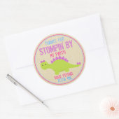 Meisje Dinosaurus Verjaardag Stickers Roze Dinosau (Envelop)