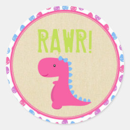 Meisje Dinosaurus Verjaardag Stickers Roze Dinosau