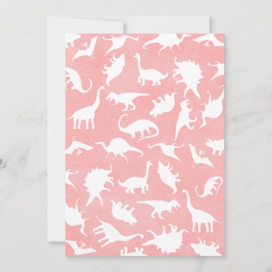 Meisje Dinosaurus Verjaardag Uitnodigingen (Achterkant)