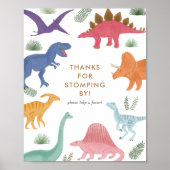 Meisje Dinosaurus Verjaardagsfeestgunsten teken Poster (Voorkant)