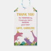Meisje Dinosaurus Verjaardagsfeestje Dank u Label Cadeaulabel (Voorkant)
