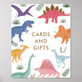 Meisje Dinosaurus Verjaardagsfeestje Kaarten en ge Poster (Voorkant)