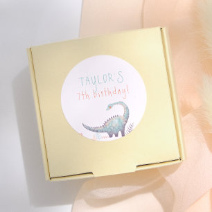 Meisje Dinosaurus Verjaardagsfeestje Ronde Sticker