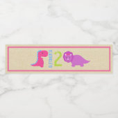Meisje Dinosaurus Waterfles Label Roze Dinosauruss Etiket (Enkel label)