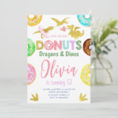 Meisje Dinosaurussen en Donuts Verjaardag Kaart (Staand voorkant)