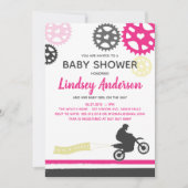 Meisje Dirt Bike Baby shower Uitnodiging (Voorkant)