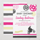 Meisje Dirt Bike Baby shower Uitnodiging (Voorkant / Achterkant)