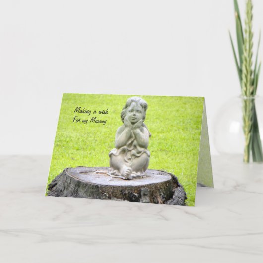 Meisje doet een wens voor mummie L Moederdag Kaart (Voorkant)