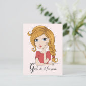 Meisje doet het voor jou briefkaart (Staand voorkant)