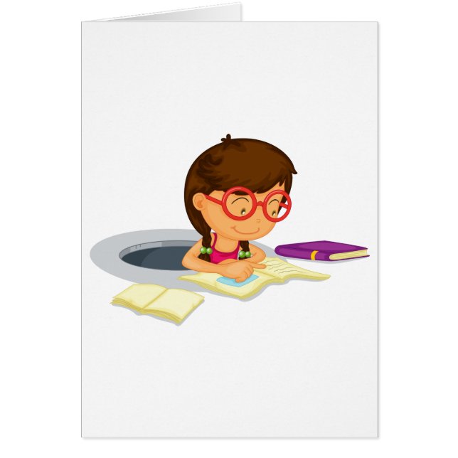 Meisje doet schoolwerk (Voorkant)