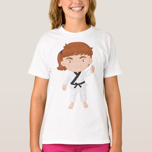 Meisje Doing Karate Meisjes T-shirt (Voorkant)