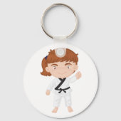 Meisje Doing Karate Sleutelhanger (Voorkant)