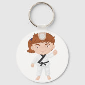 Meisje Doing Karate Sleutelhanger (Achterkant)