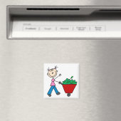 Meisje Doing Yardwork Magnet (Insitu (Vaatwasser))