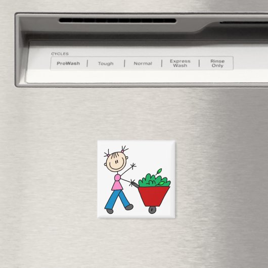 Meisje Doing Yardwork Magnet (Insitu (Vaatwasser))