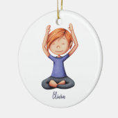 Meisje Doing Yoga Mediteren Gepersonaliseerde Kers Keramisch Ornament (Links)