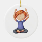 Meisje Doing Yoga Mediteren Gepersonaliseerde Kers Keramisch Ornament (Achterkant)