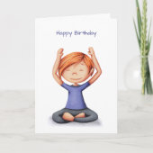 Meisje Doing Yoga Mediteren Verjaardag Kaart (Voorkant)