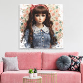 Meisje Doll Core Whimsical Canvas Afdruk (Insitu (Woonkamer))