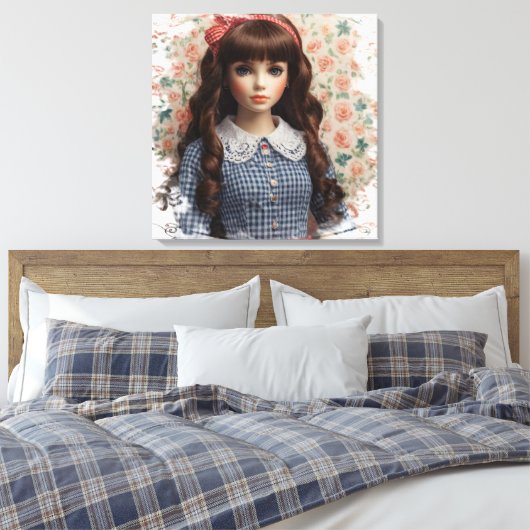 Meisje Doll Core Whimsical Canvas Afdruk (Insitu (Slaapkamer))