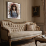 Meisje Doll Core Whimsical Canvas Afdruk<br><div class="desc">Transformeer uw ruimte met deze betoverende op poppenkast geïnspireerde muurkunst, ontworpen om een gevoel van dromerige nostalgie en romantische charme op te roepen. Deze 1:1 ratio print is voorzien van een delicaat gestileerde meisje gekleed in tijdloze gingham outfit, met inbegrip van zacht blauw en wit, en een rode en witte...</div>