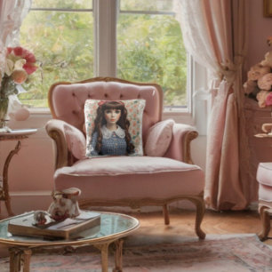  Meisje Doll Core Whimsical Kussen