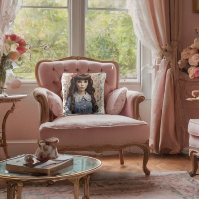  Meisje Doll Core Whimsical Kussen (Creator heeft geüpload)