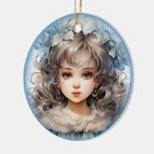  Meisje Doll Ouderwets Portret en Bloem Keramisch Ornament (Links)