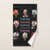 Meisje Doll Spooky Halloween Thema met Naam Bad Handdoek (Handdoek)