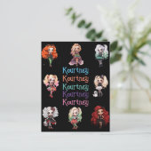 Meisje Doll Spooky Halloween Thema met Naam Briefkaart (Staand voorkant)