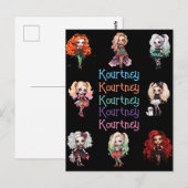Meisje Doll Spooky Halloween Thema met Naam Briefkaart (Voorkant / Achterkant)