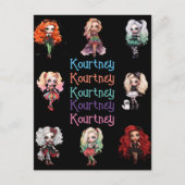 Meisje Doll Spooky Halloween Thema met Naam Briefkaart (Voorkant)