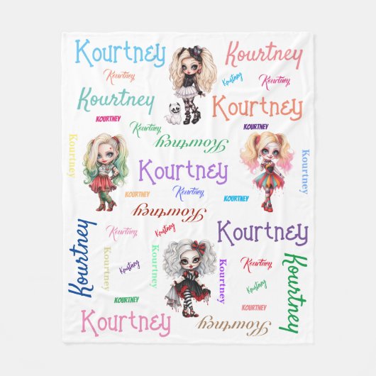 Meisje Doll Spooky Halloween Thema met Naam Fleece Deken (Voorkant)